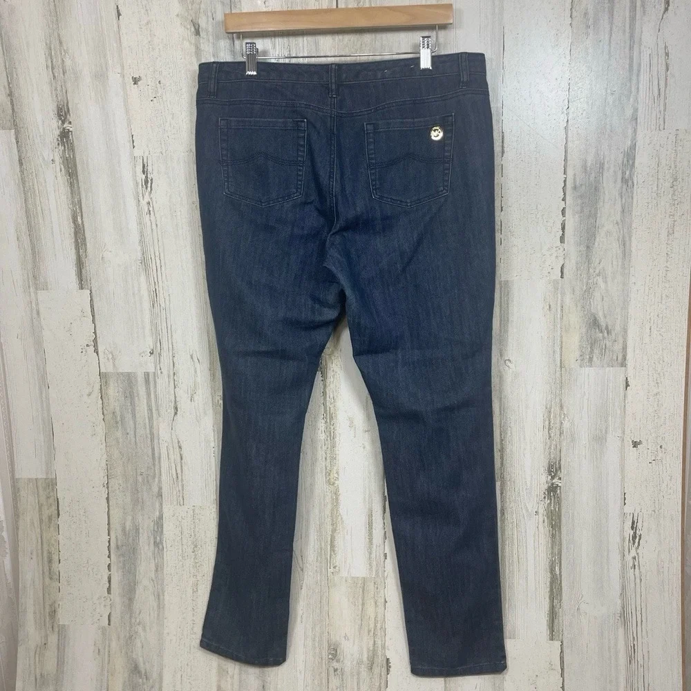 MICHAEL KORS Jeans Womens 12 Dark Blue Slim‎ Fit Mid Rise Denim MK Logo